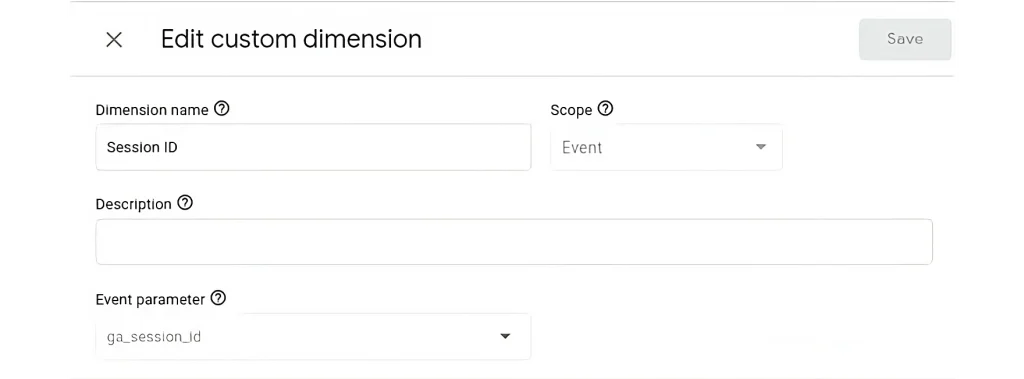 Adding ga_session_id as custom dimension in GA4