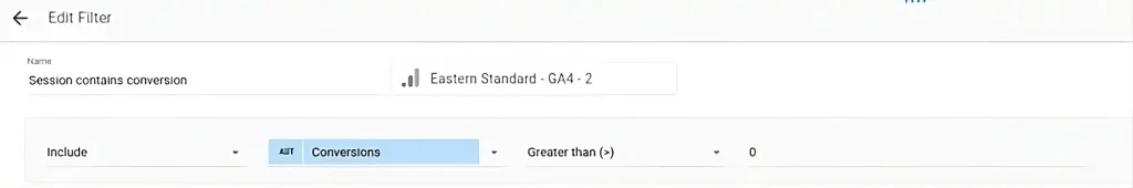 Looker Studio filter conversions greater than zero