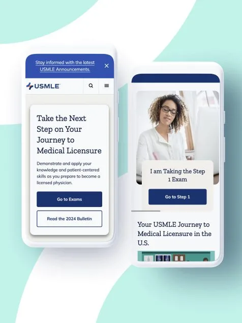 USMLE on mobile redesigned landing pages